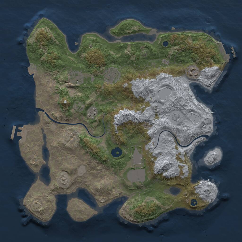 Rust Map: Procedural Map, Size: 3500, Seed: 1376251262, 11 Monuments