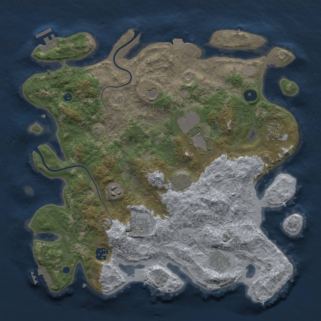 Rust Map: Procedural Map, Size: 3800, Seed: 69329684, 15 Monuments