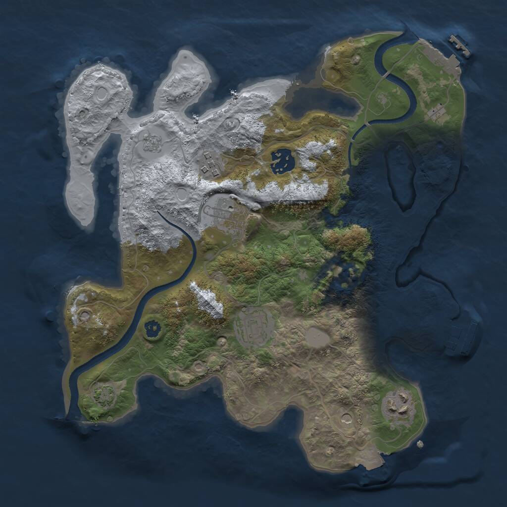 Rust Map: Procedural Map, Size: 3000, Seed: 373238, 11 Monuments