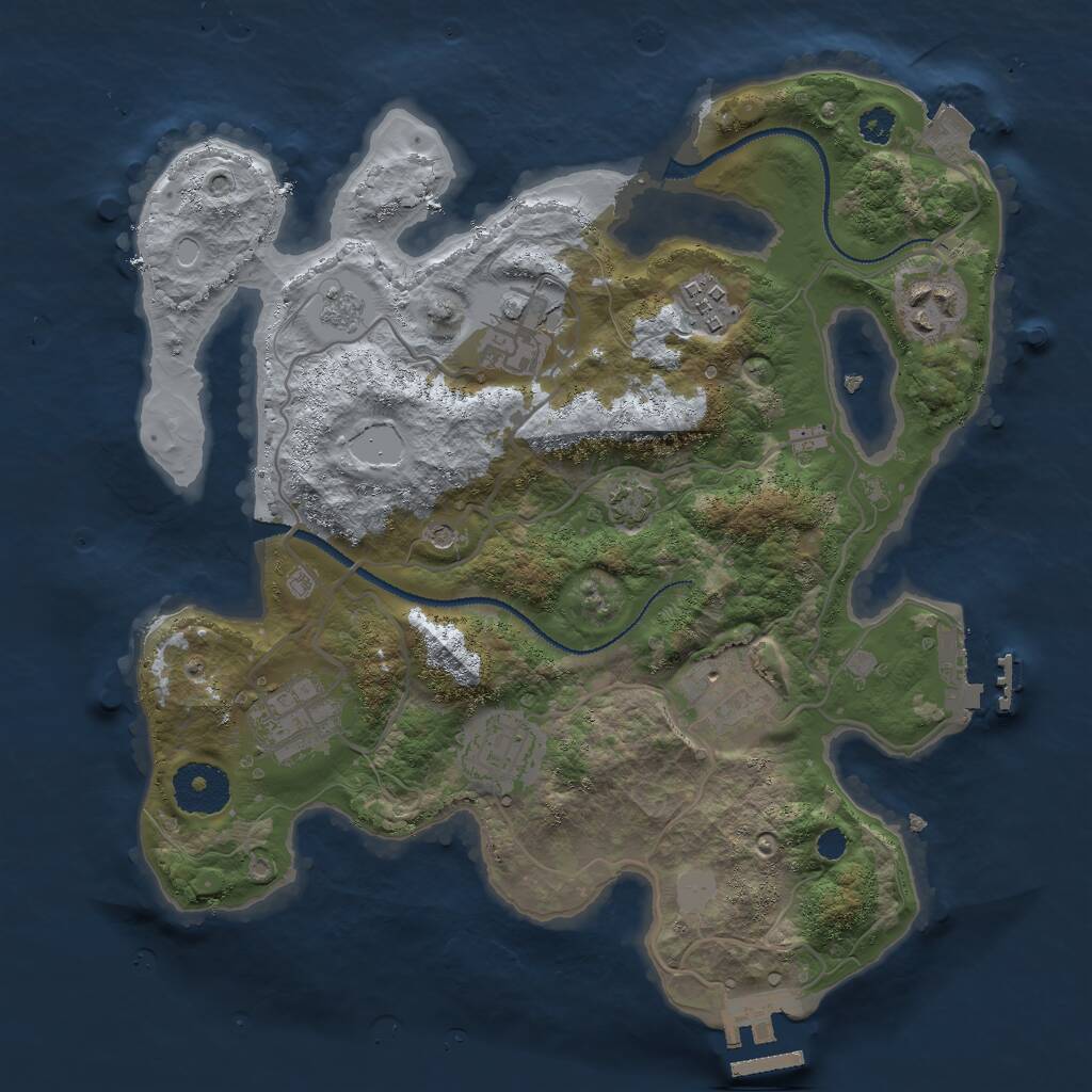 Rust Map: Procedural Map, Size: 3000, Seed: 373238, 12 Monuments