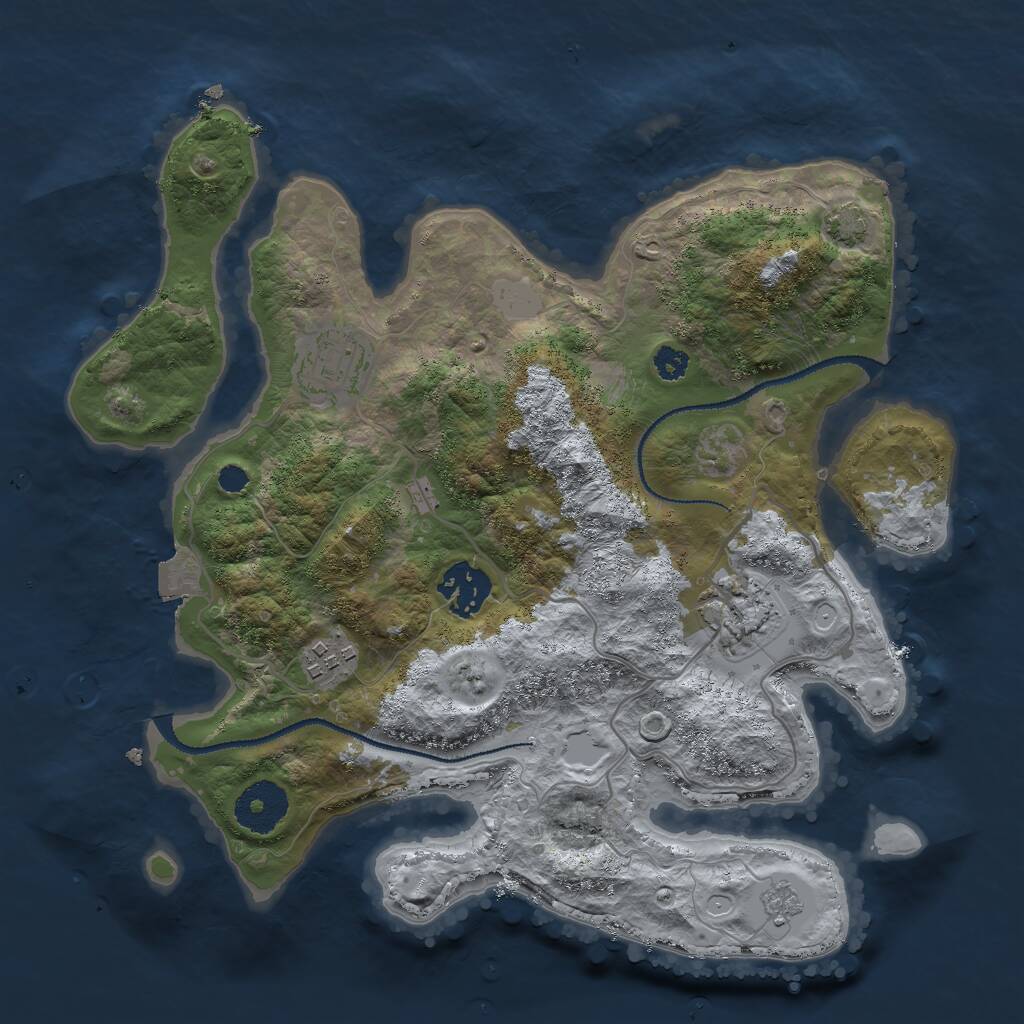 Rust Map: Procedural Map, Size: 3000, Seed: 880173783, 7 Monuments