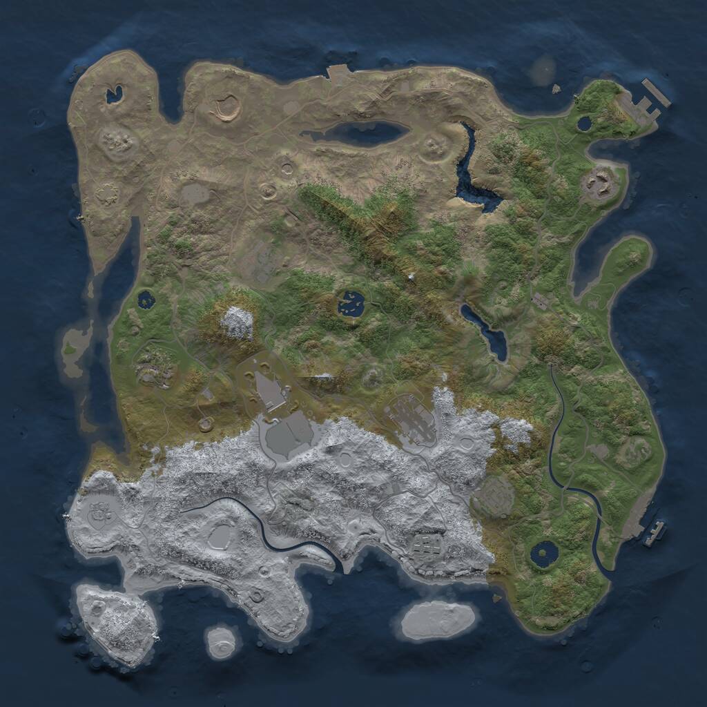 Rust Map: Procedural Map, Size: 4000, Seed: 613, 15 Monuments