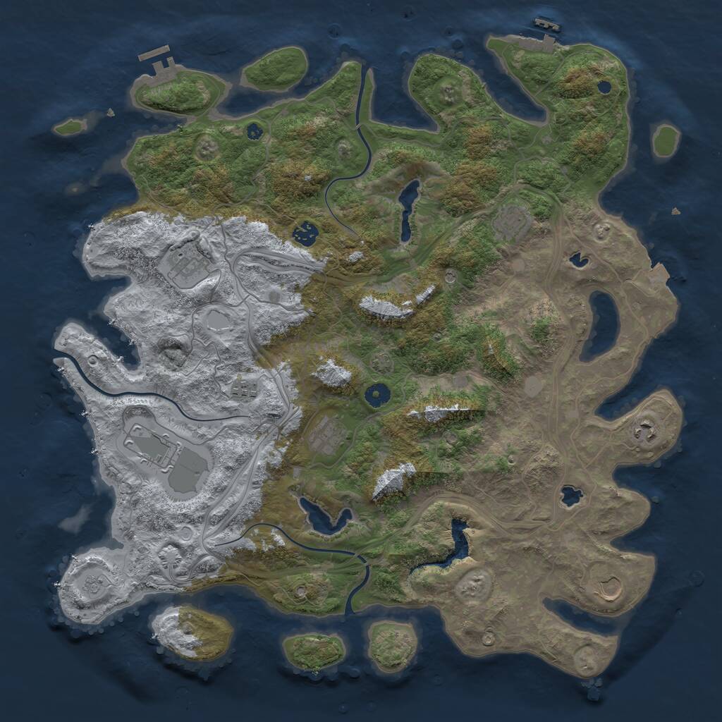 Rust Map: Procedural Map, Size: 4500, Seed: 1906790160, 14 Monuments