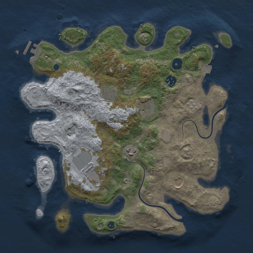 Rust Map: Procedural Map, Size: 3500, Seed: 876745690, 12 Monuments