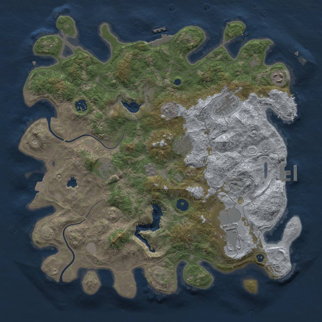 Rust Map: Procedural Map, Size: 4000, Seed: 611590, 13 Monuments