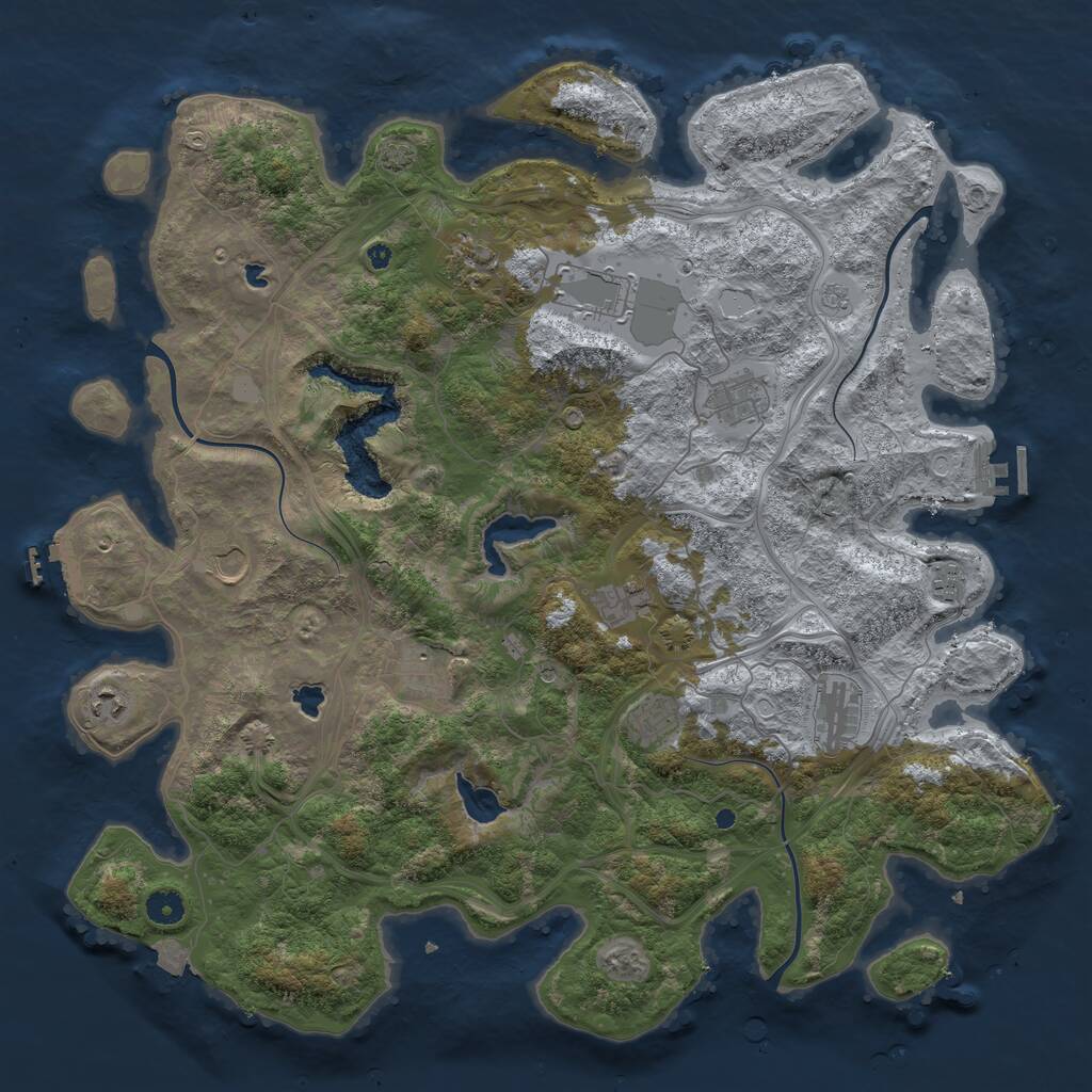 Rust Map: Procedural Map, Size: 4500, Seed: 1853345438, 16 Monuments