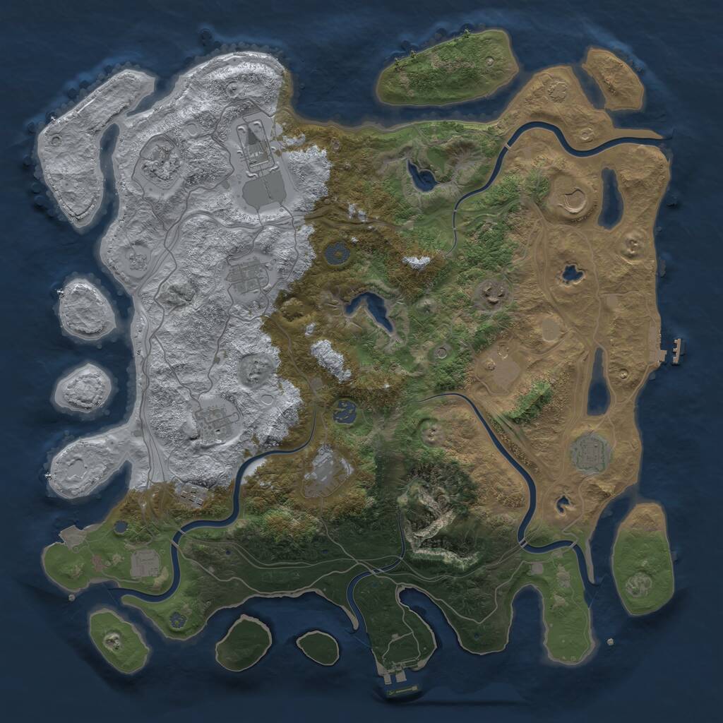 Rust Map: Procedural Map, Size: 4500, Seed: 87650329, 19 Monuments