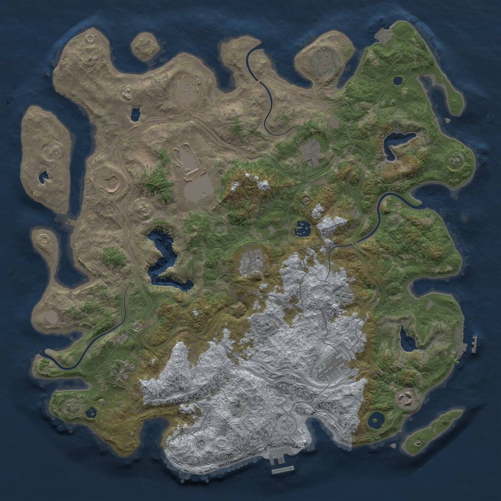 Rust Map: Procedural Map, Size: 4500, Seed: 483370773, 17 Monuments