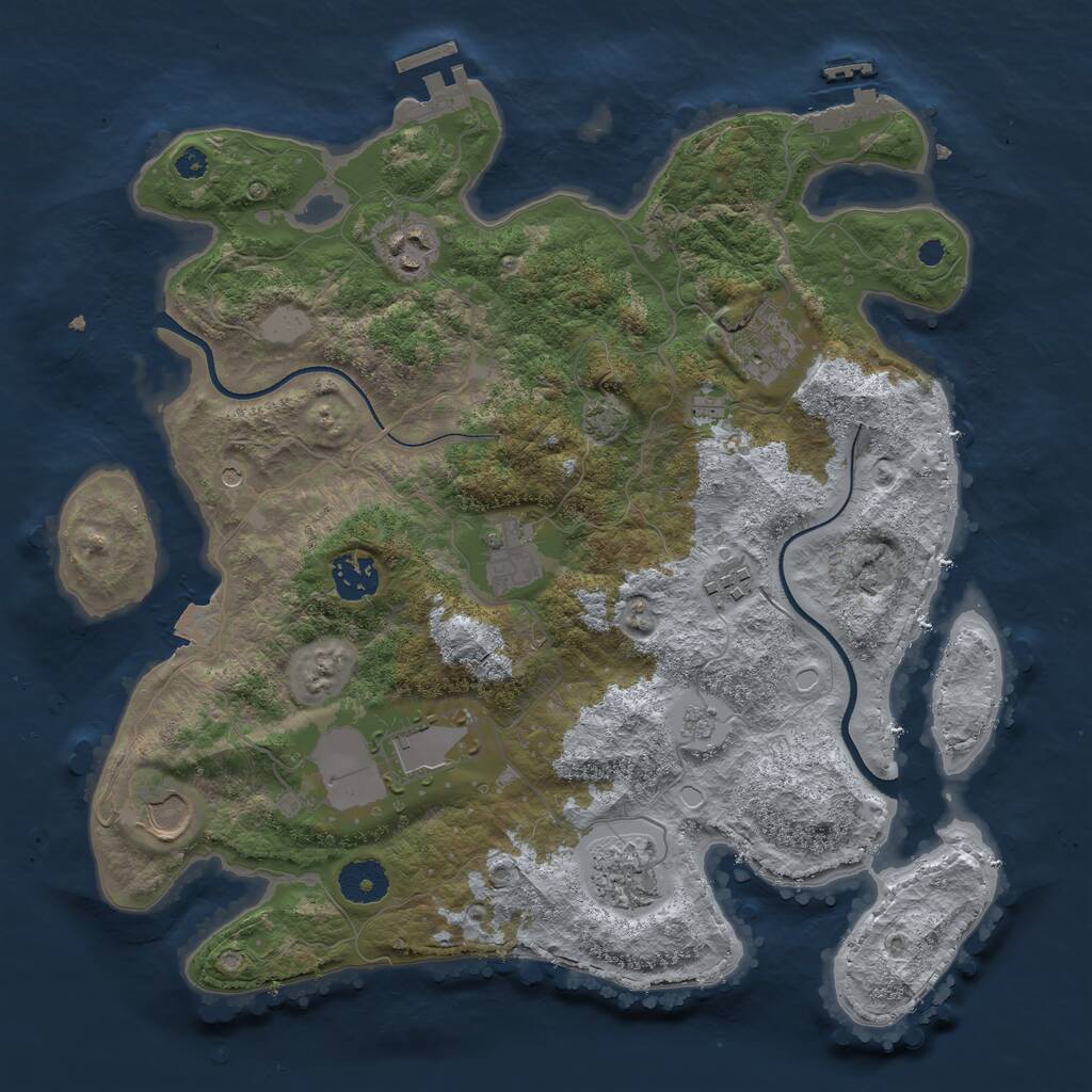 Rust Map: Procedural Map, Size: 3500, Seed: 785322445, 14 Monuments