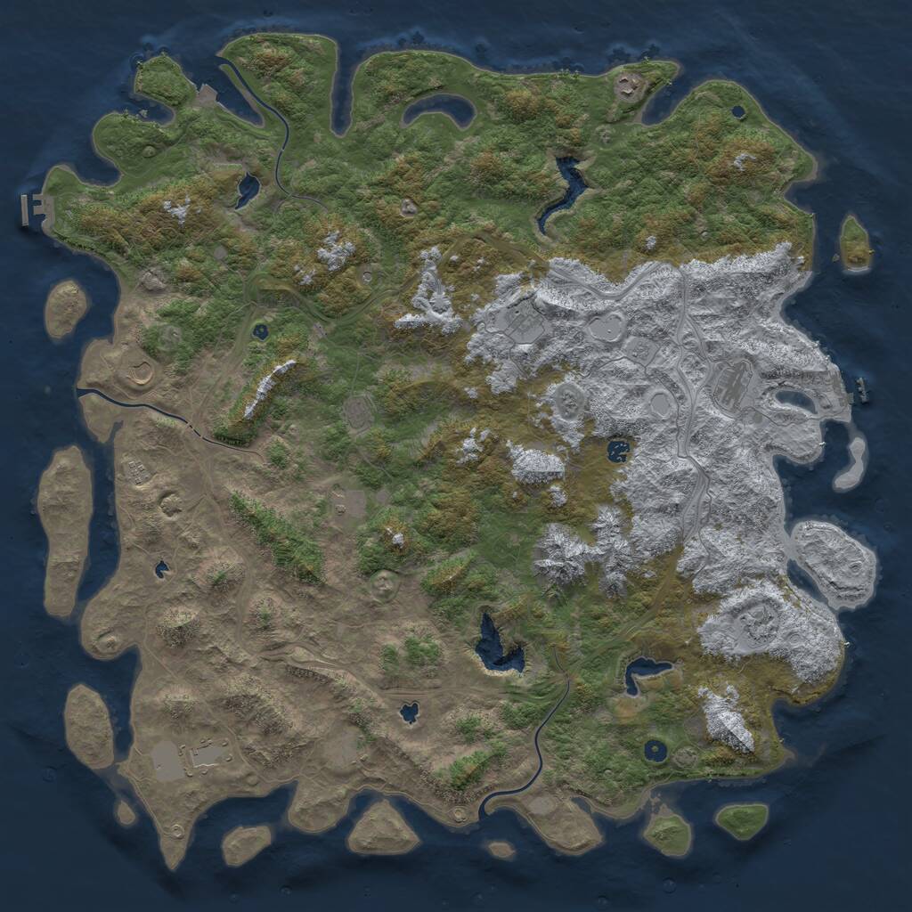 Rust Map: Procedural Map, Size: 6000, Seed: 1235918723, 17 Monuments