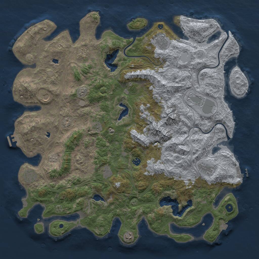 Rust Map: Procedural Map, Size: 5000, Seed: 2033506301, 17 Monuments