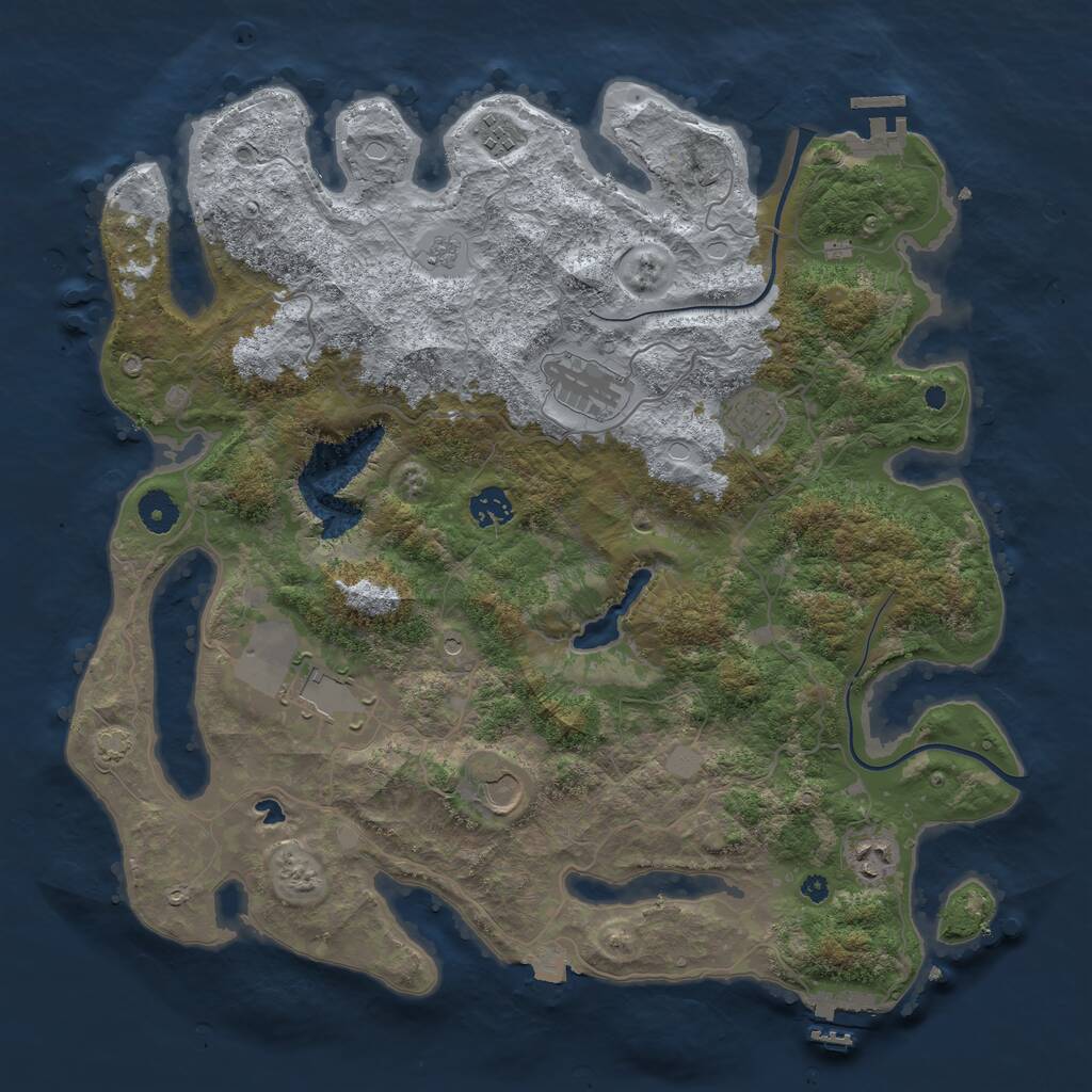 Rust Map: Procedural Map, Size: 4000, Seed: 244, 13 Monuments