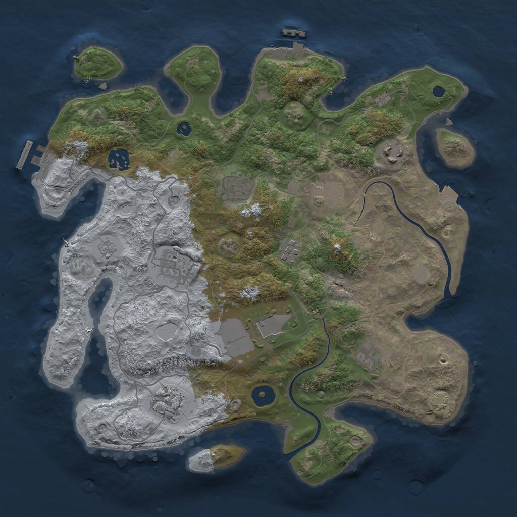 Rust Map: Procedural Map, Size: 3500, Seed: 1453974811, 15 Monuments