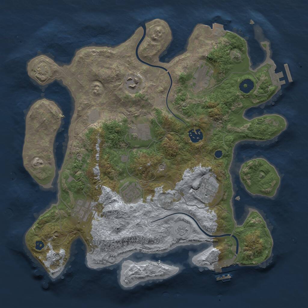 Rust Map: Procedural Map, Size: 3300, Seed: 1697635421, 13 Monuments