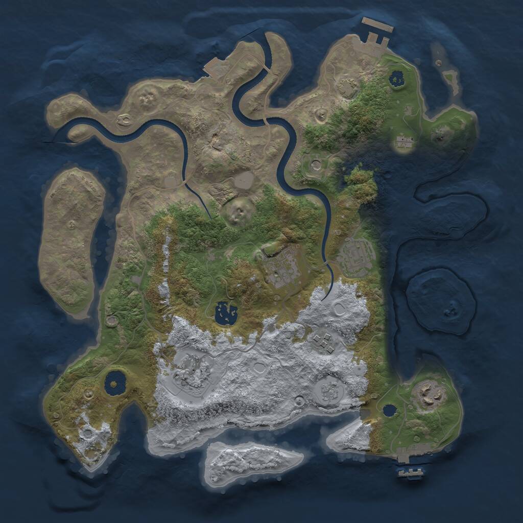 Rust Map: Procedural Map, Size: 3300, Seed: 1697635421, 12 Monuments