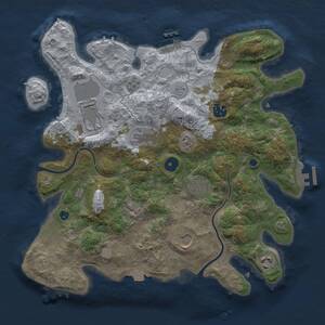 Thumbnail Rust Map: Procedural Map, Size: 3500, Seed: 2073228439, 13 Monuments