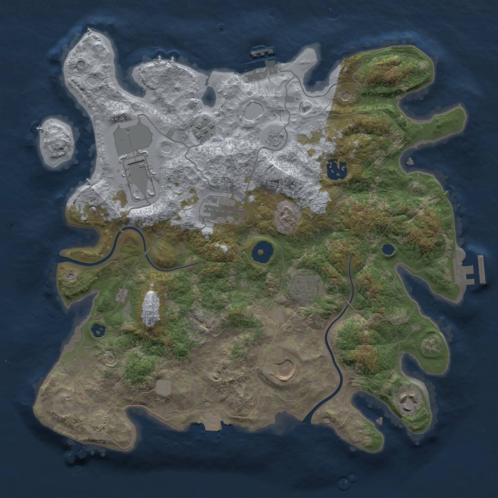 Rust Map: Procedural Map, Size: 3500, Seed: 2073228439, 13 Monuments