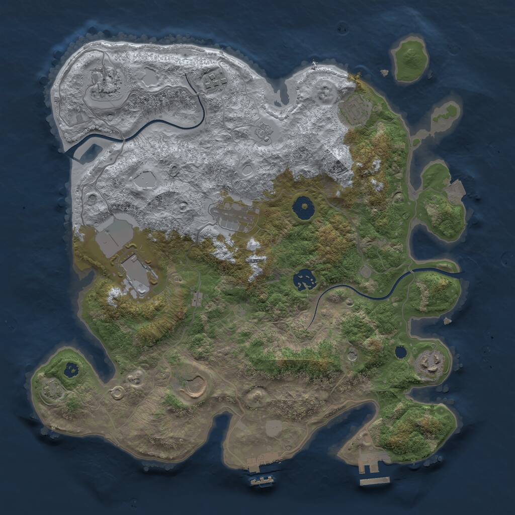 Rust Map: Procedural Map, Size: 3500, Seed: 1469034496, 14 Monuments