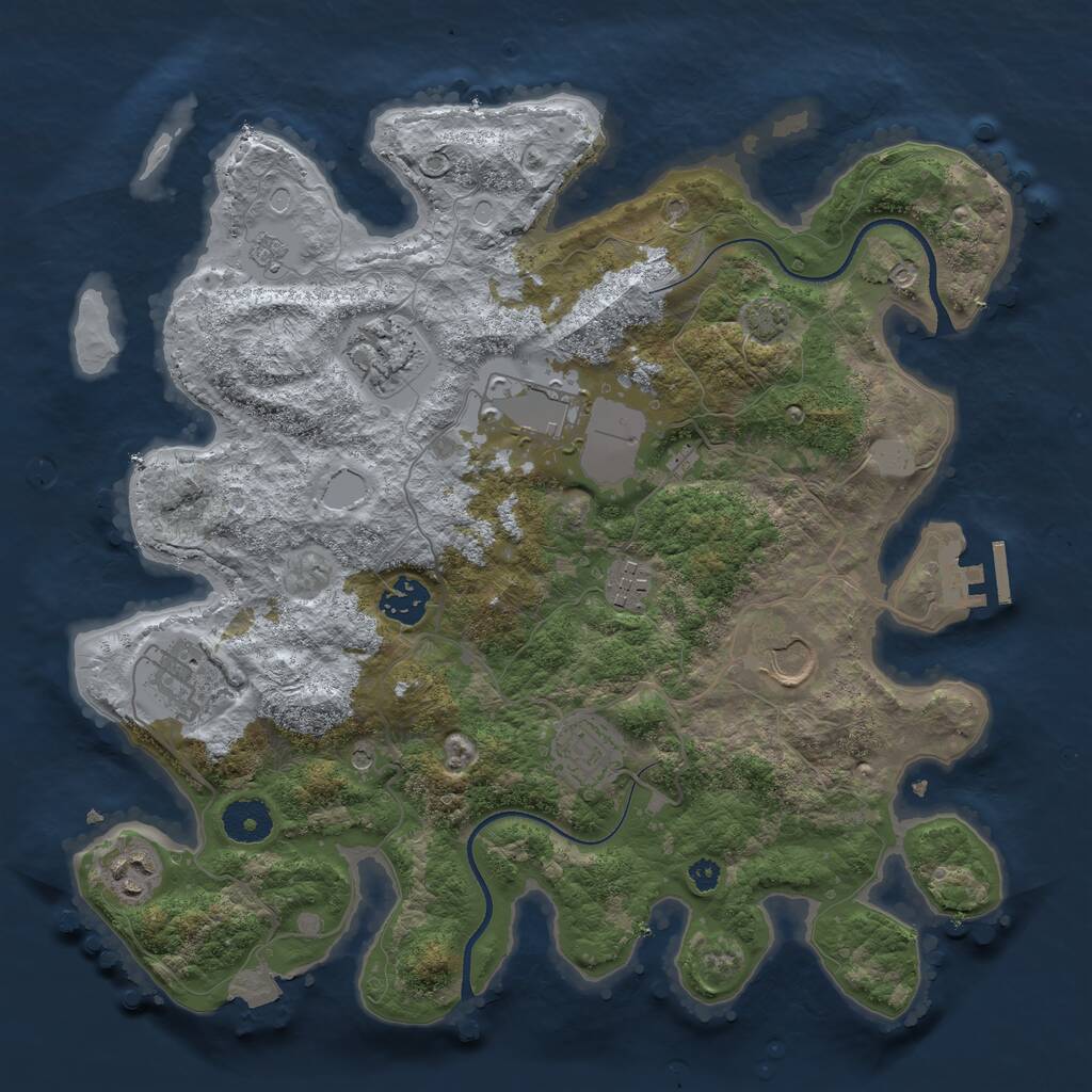 Rust Map: Procedural Map, Size: 3500, Seed: 605887596, 13 Monuments