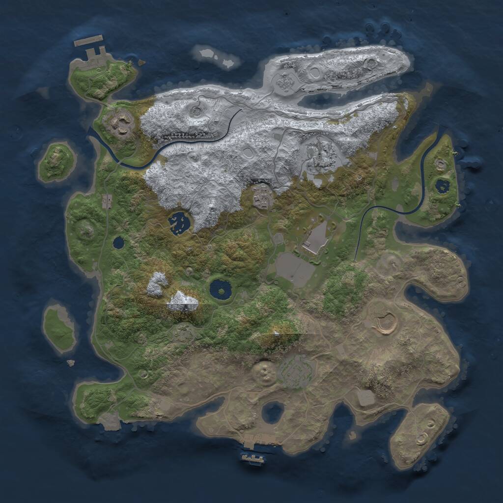 Rust Map: Procedural Map, Size: 3500, Seed: 909584812, 13 Monuments