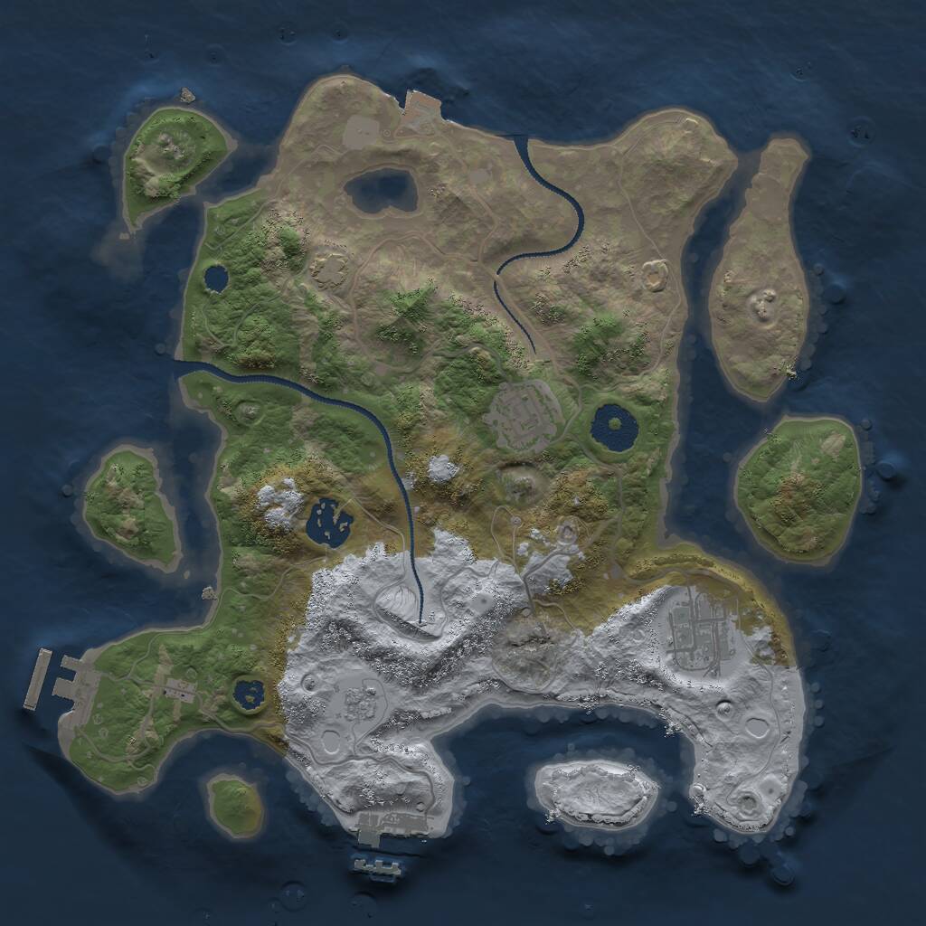 Rust Map: Procedural Map, Size: 3000, Seed: 27115, 10 Monuments