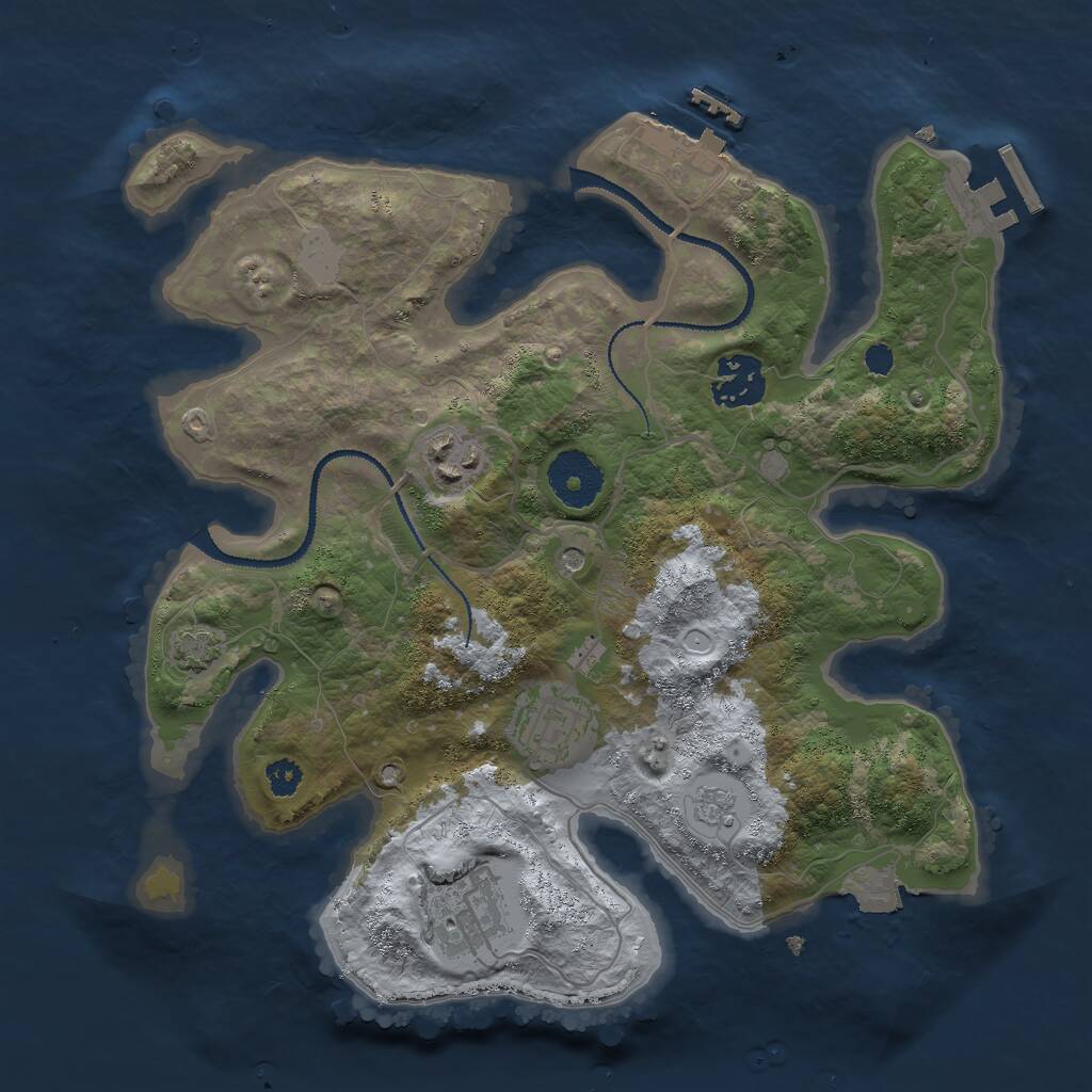 Rust Map: Procedural Map, Size: 3000, Seed: 10620, 10 Monuments