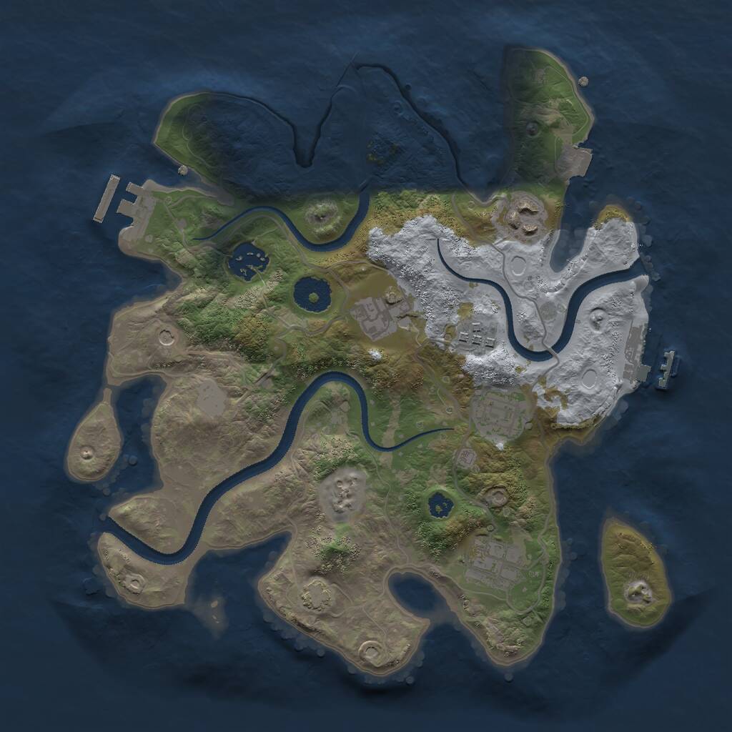 Rust Map: Procedural Map, Size: 3000, Seed: 893989561, 11 Monuments