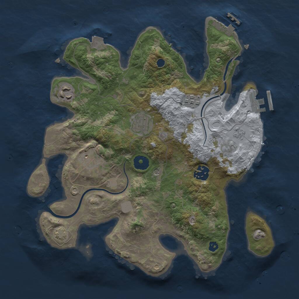 Rust Map: Procedural Map, Size: 3000, Seed: 893989561, 11 Monuments