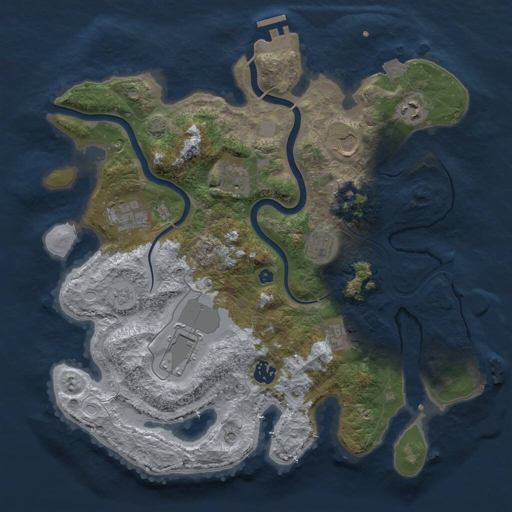 Rust Map: Procedural Map, Size: 3500, Seed: 925081768, 15 Monuments