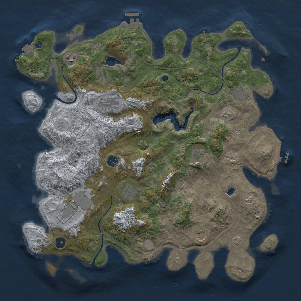 Rust Map: Procedural Map, Size: 4250, Seed: 1919476460, 15 Monuments