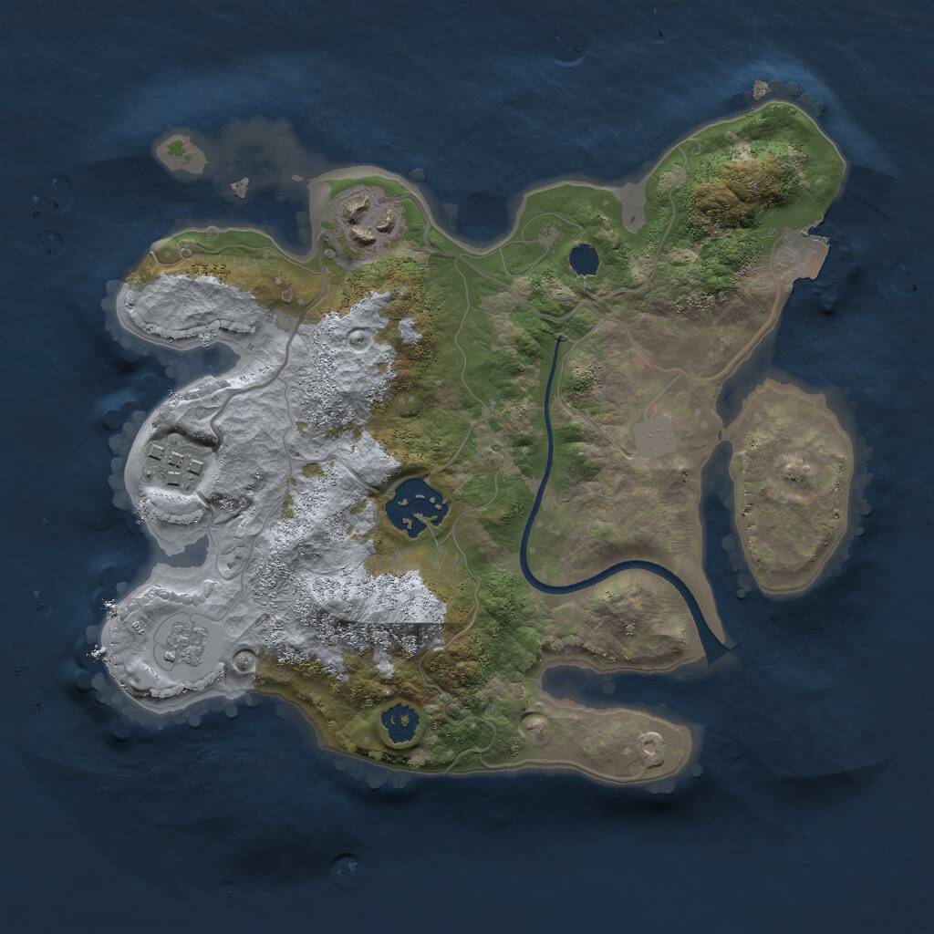 Rust Map: Procedural Map, Size: 2500, Seed: 1893689293, 5 Monuments