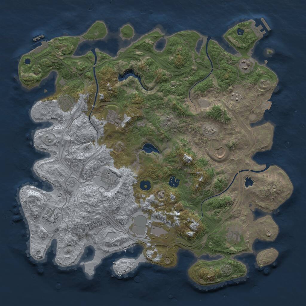 Rust Map: Procedural Map, Size: 4250, Seed: 838944142, 16 Monuments