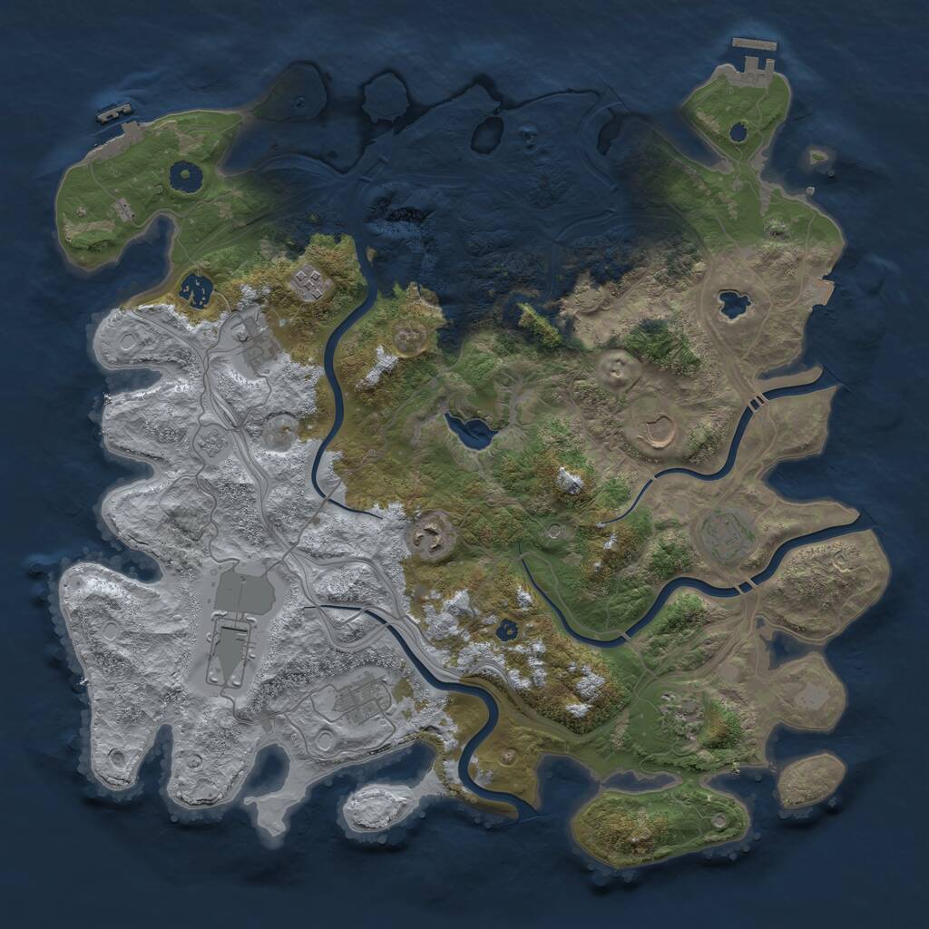 Rust Map: Procedural Map, Size: 4250, Seed: 838944142, 15 Monuments