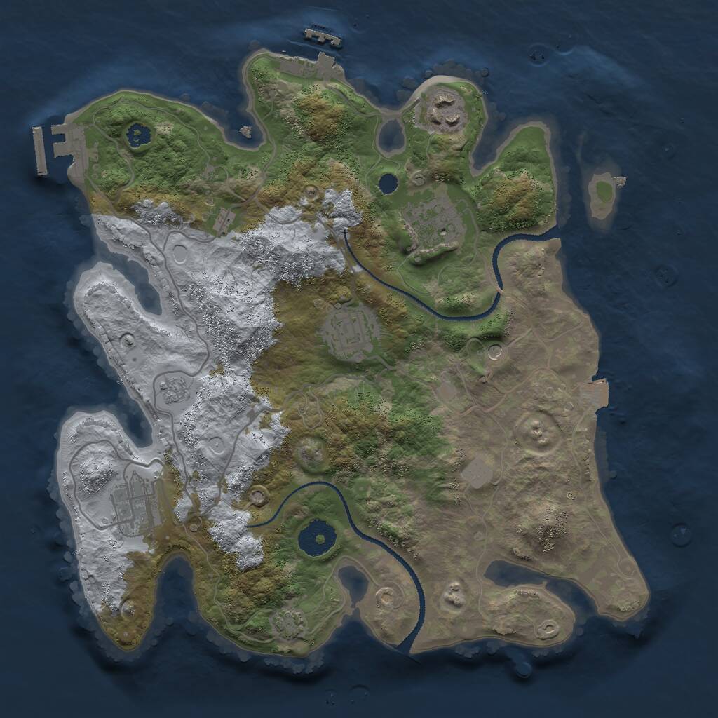 Rust Map: Procedural Map, Size: 3000, Seed: 94146, 10 Monuments