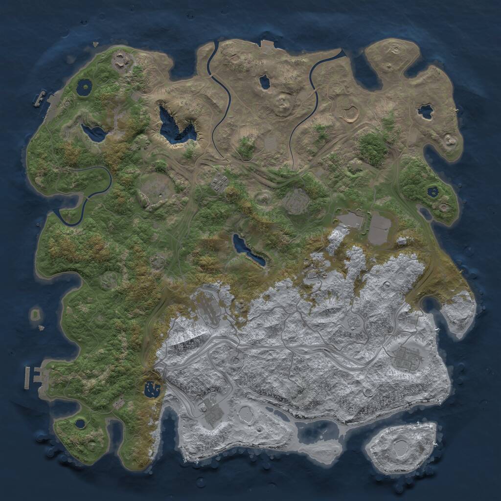 Rust Map: Procedural Map, Size: 4500, Seed: 1374774895, 17 Monuments