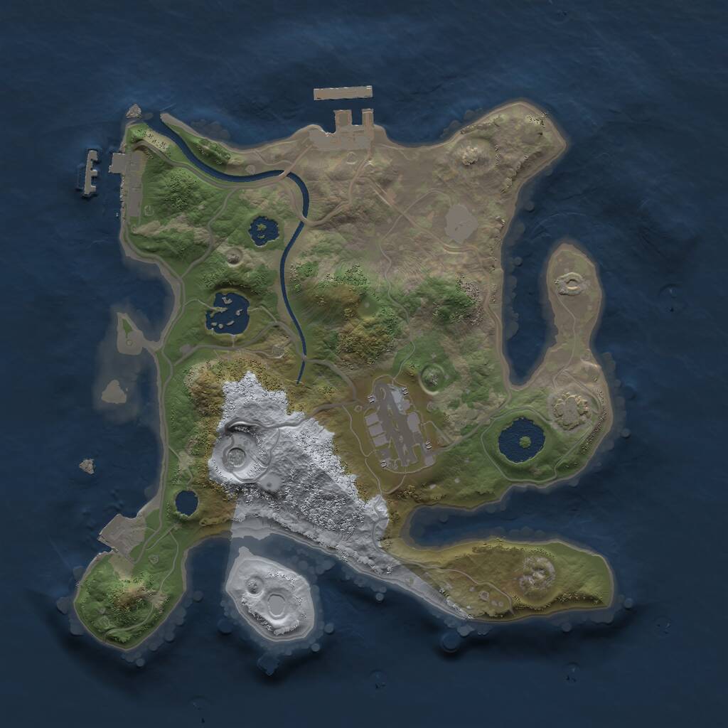 Rust Map: Procedural Map, Size: 2500, Seed: 1227736801, 7 Monuments