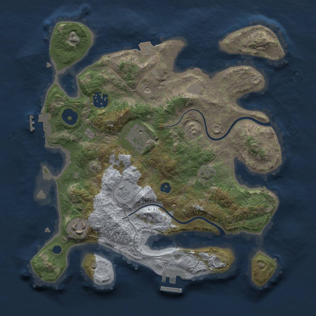 Rust Map: Procedural Map, Size: 3000, Seed: 1227736801, 9 Monuments