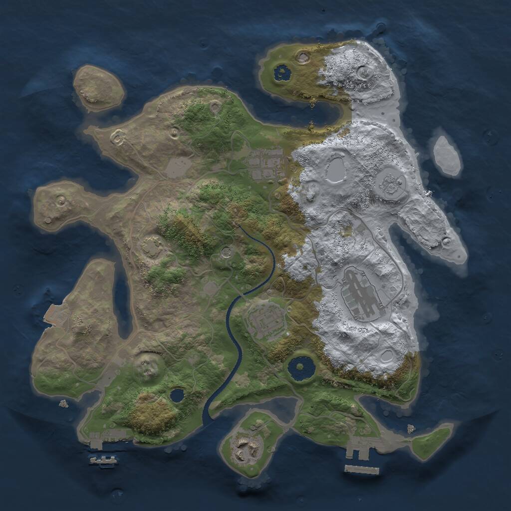 Rust Map: Procedural Map, Size: 3000, Seed: 19417, 10 Monuments