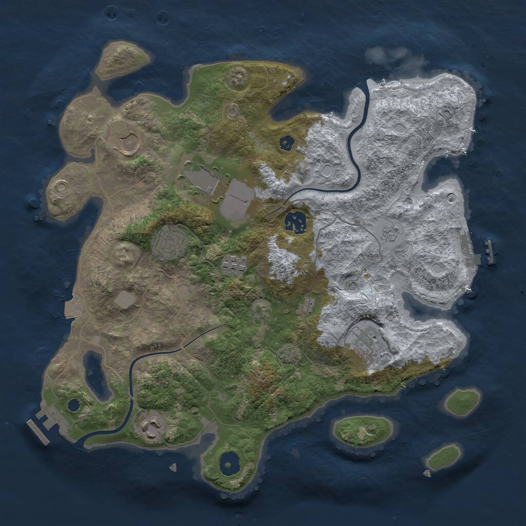 Rust Map: Procedural Map, Size: 3500, Seed: 1494101805, 13 Monuments