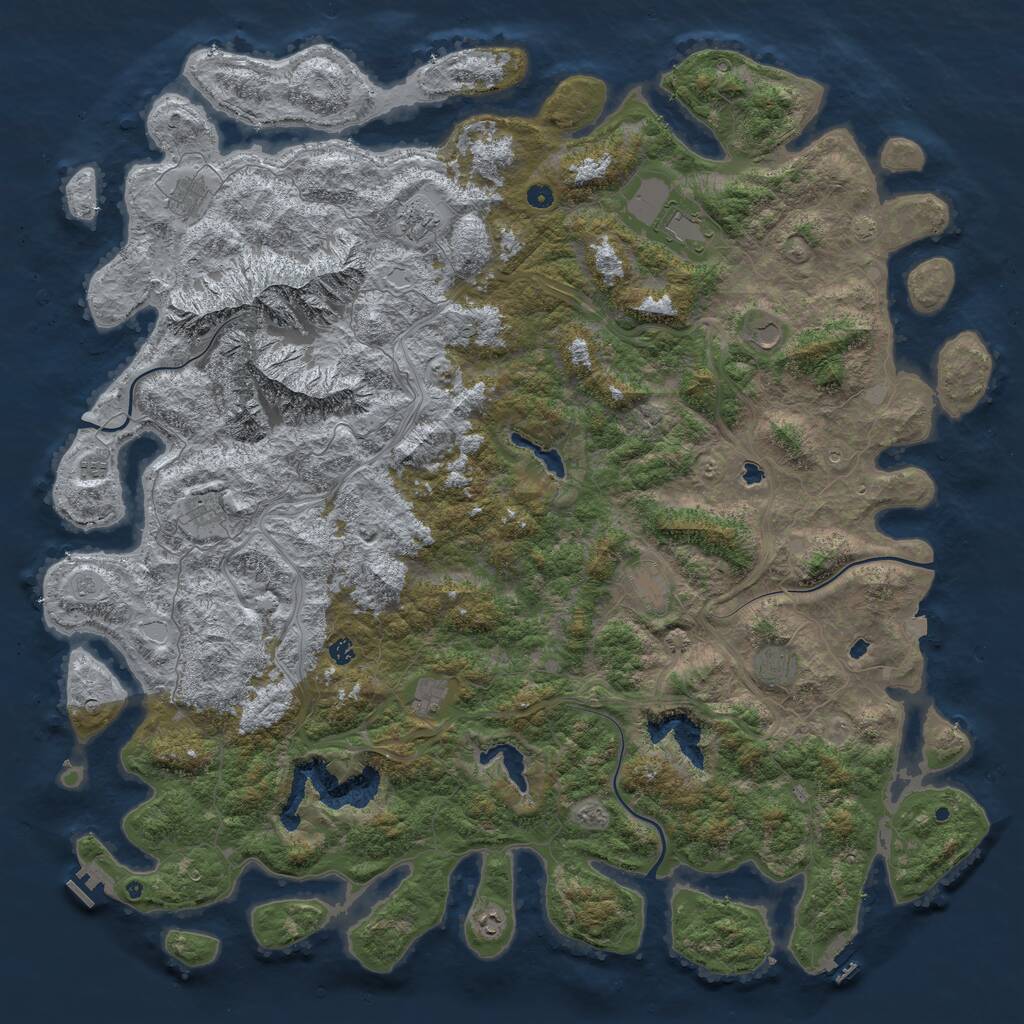 Rust Map: Procedural Map, Size: 6000, Seed: 6958996, 17 Monuments