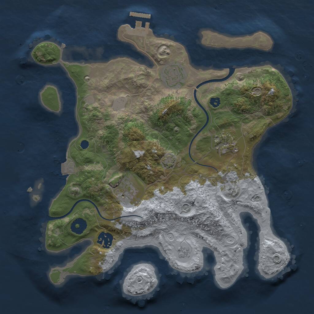 Rust Map: Procedural Map, Size: 3000, Seed: 1915316922, 9 Monuments