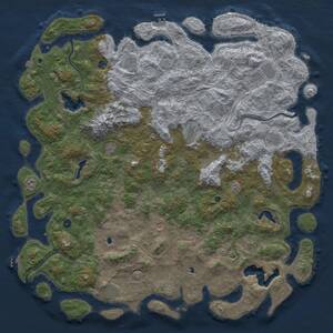 Thumbnail Rust Map: Procedural Map, Size: 6000, Seed: 533404445, 17 Monuments