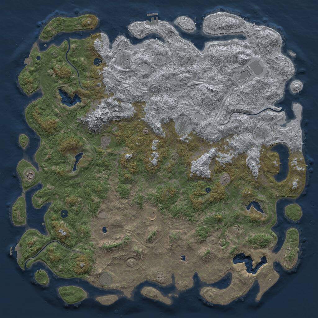 Rust Map: Procedural Map, Size: 6000, Seed: 533404445, 17 Monuments