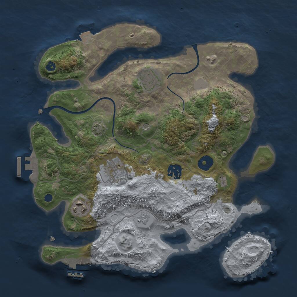 Rust Map: Procedural Map, Size: 3000, Seed: 2045761286, 10 Monuments