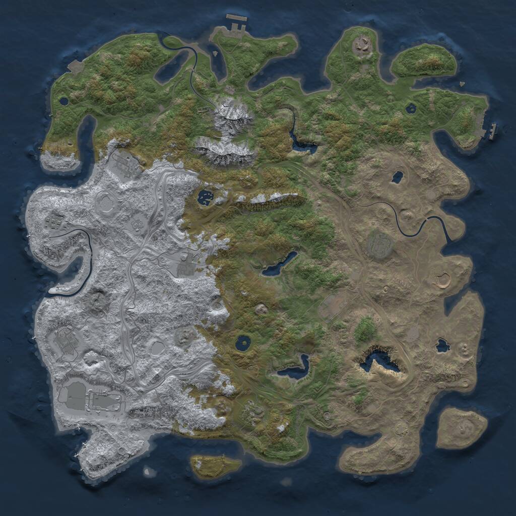 Rust Map: Procedural Map, Size: 5000, Seed: 983940834, 17 Monuments