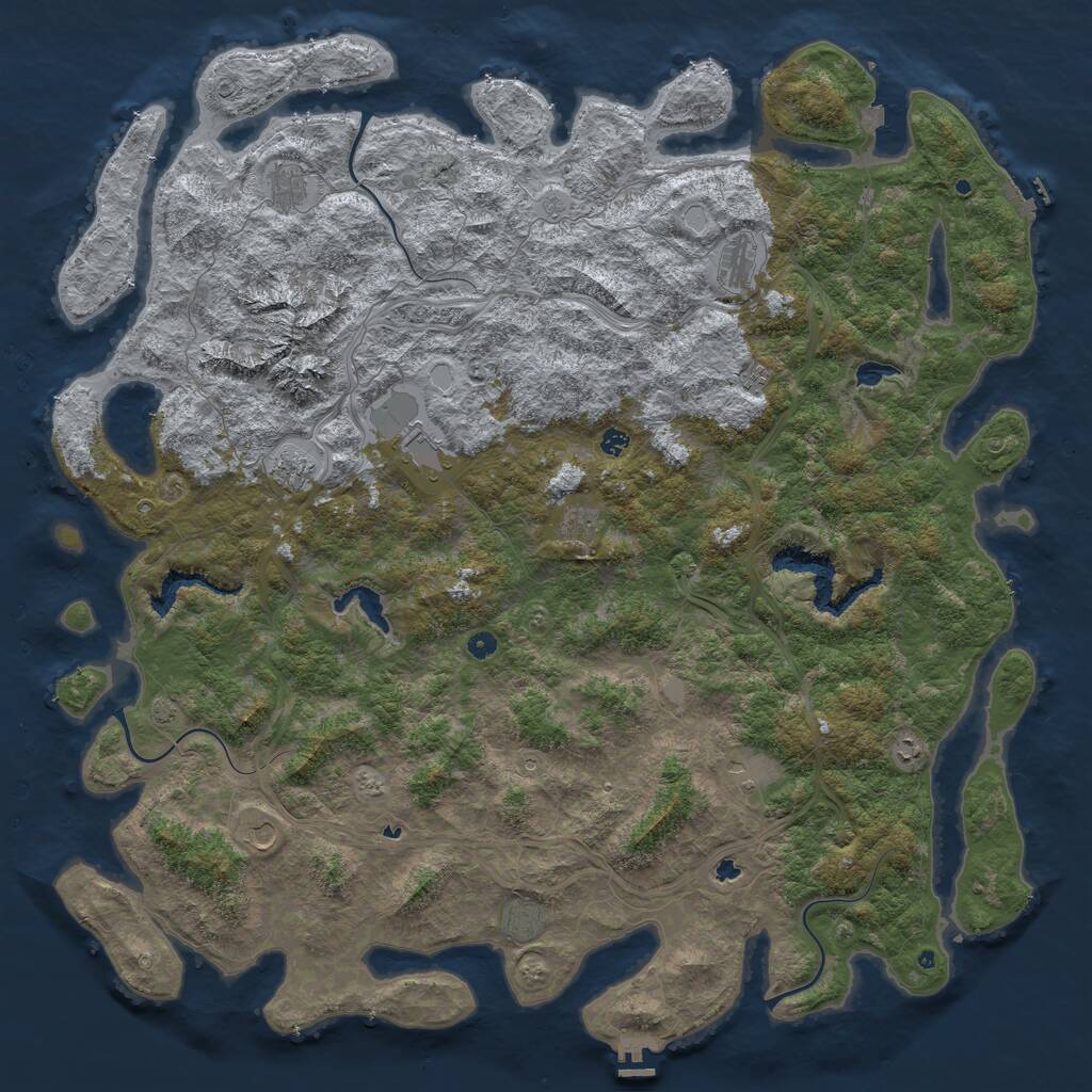Rust Map: Procedural Map, Size: 6000, Seed: 939191, 17 Monuments