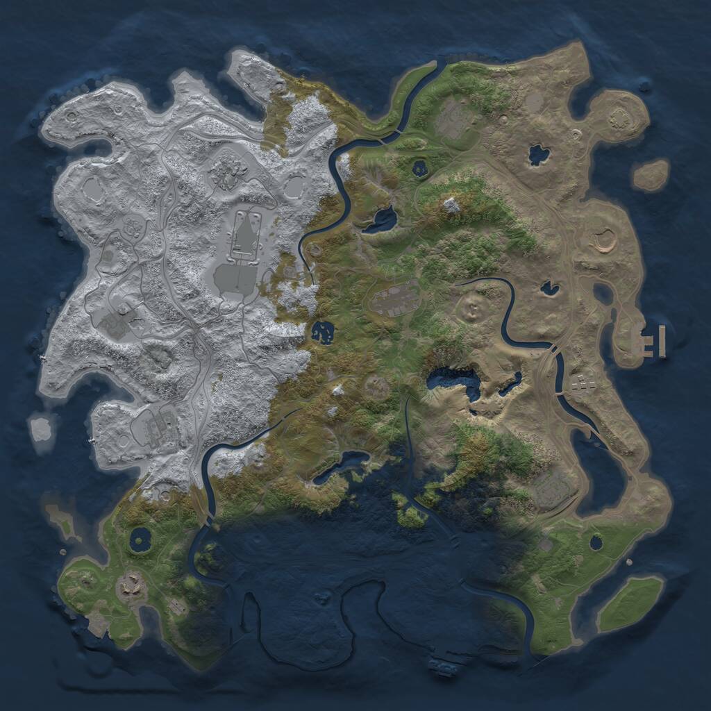 Rust Map: Procedural Map, Size: 4500, Seed: 1987002281, 17 Monuments