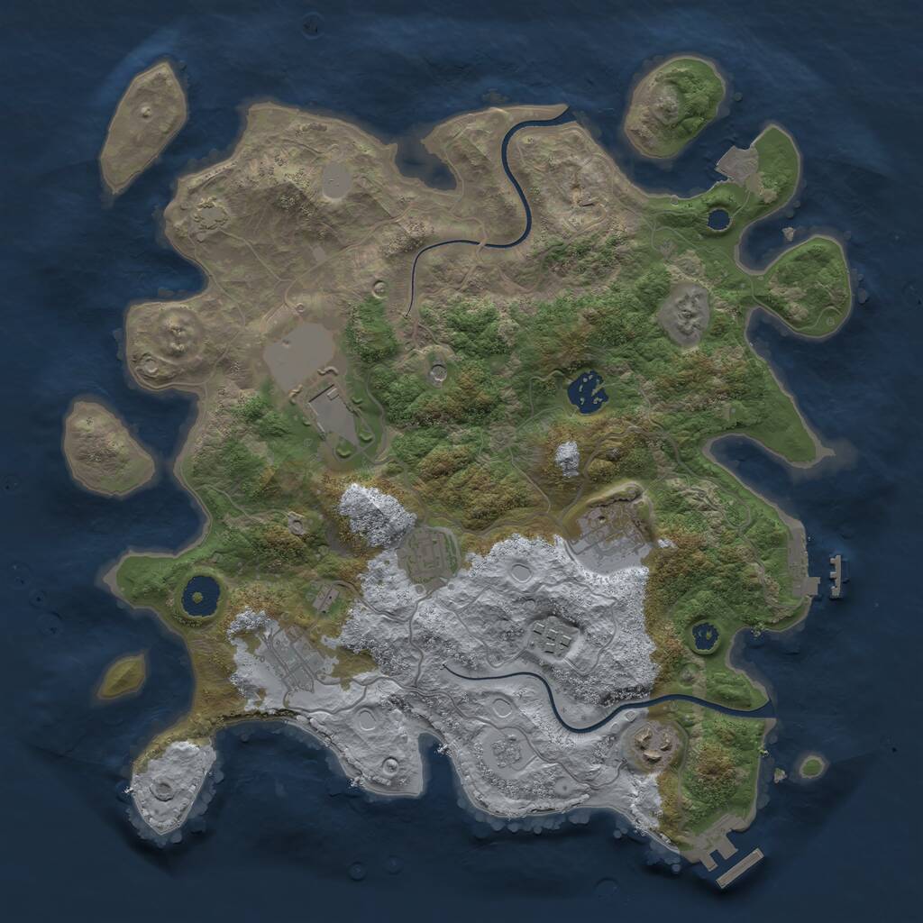 Rust Map: Procedural Map, Size: 3500, Seed: 459518431, 13 Monuments