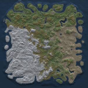 Thumbnail Rust Map: Procedural Map, Size: 6000, Seed: 920700733, 17 Monuments