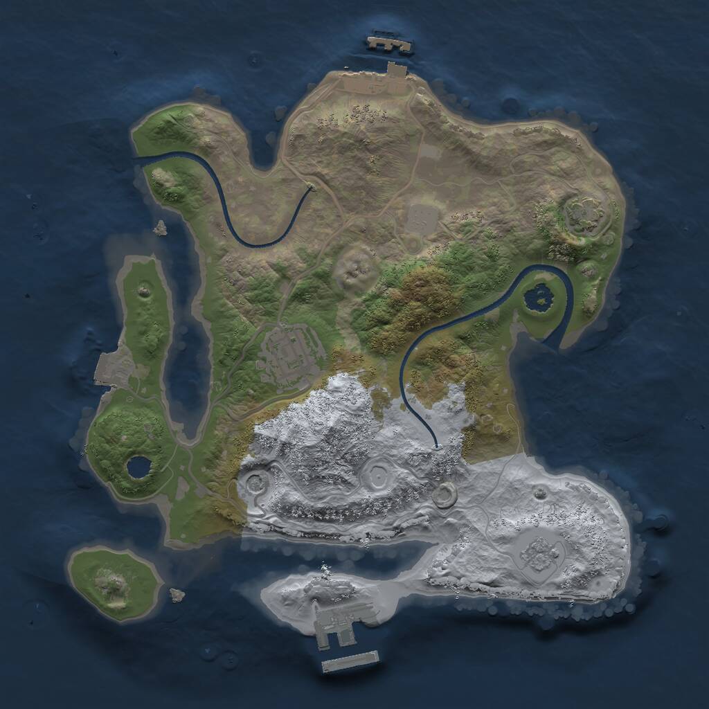 Rust Map: Procedural Map, Size: 2500, Seed: 59845, 7 Monuments